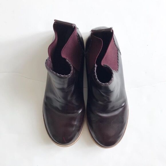 Zara wine faux leather chelsea boots VGUC - small scuff size 35 (3 youth) - Picture 4 of 8